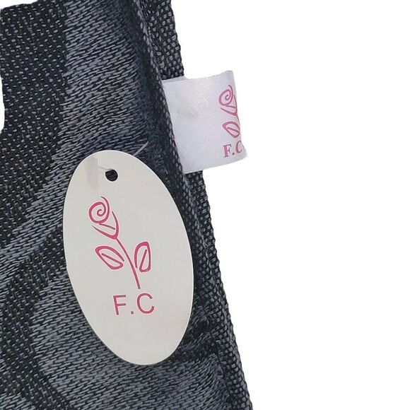 NEW F.C. Womens Dark Gray Swirl Circle Pashmina Fringe Scarf Shawl - Picture 4 of 8